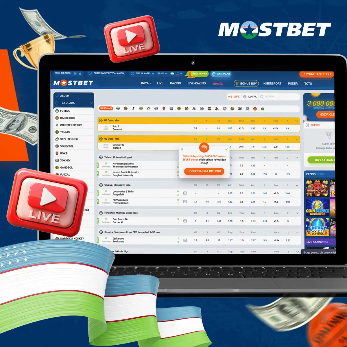 Mostbet Uzbekistan real vaqt rejimida tikish